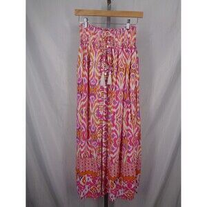 Christian Siriano Rayon Button Tassel Maxi Skirt Size XS Boho Festival Flowy New